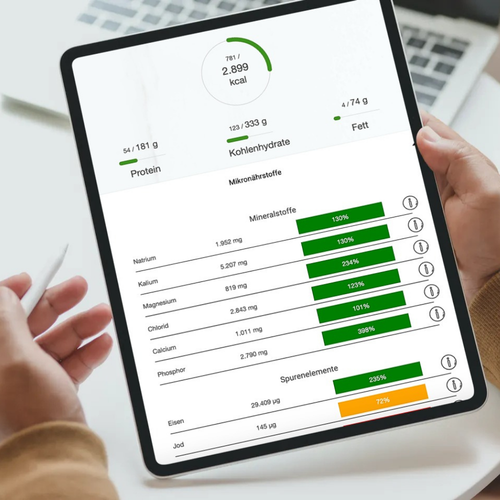 Nährwertanalyse mit Mikronährstoffen - Darstellung in der Natty Gains Ernährungssoftware